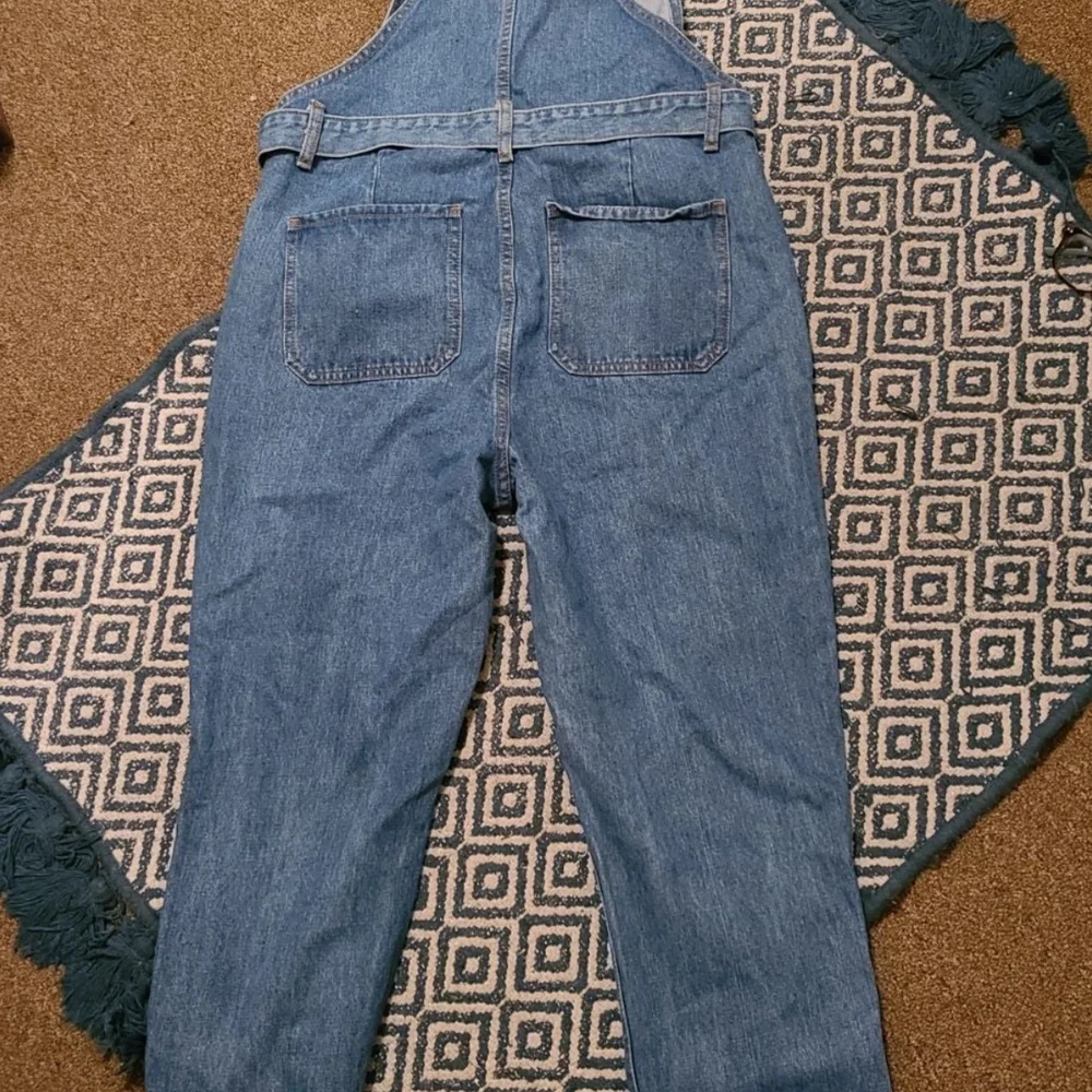 Women's Distressed Blue Denim Overalls - Picture 3 of 4